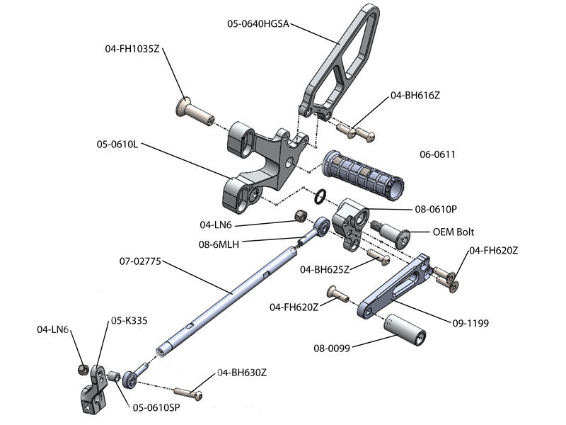 WOODCRAFT Ducati 748 / 916 / 996 / 998 Rearsets with Shift Pedal & Heel Guards