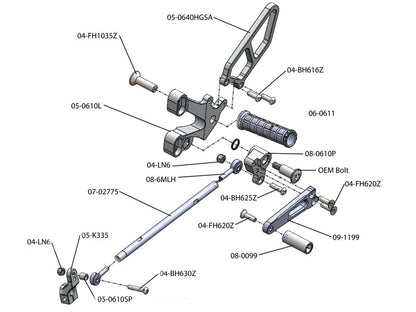 WOODCRAFT Ducati 748 / 916 / 996 / 998 Rearsets with Shift Pedal & Heel Guards