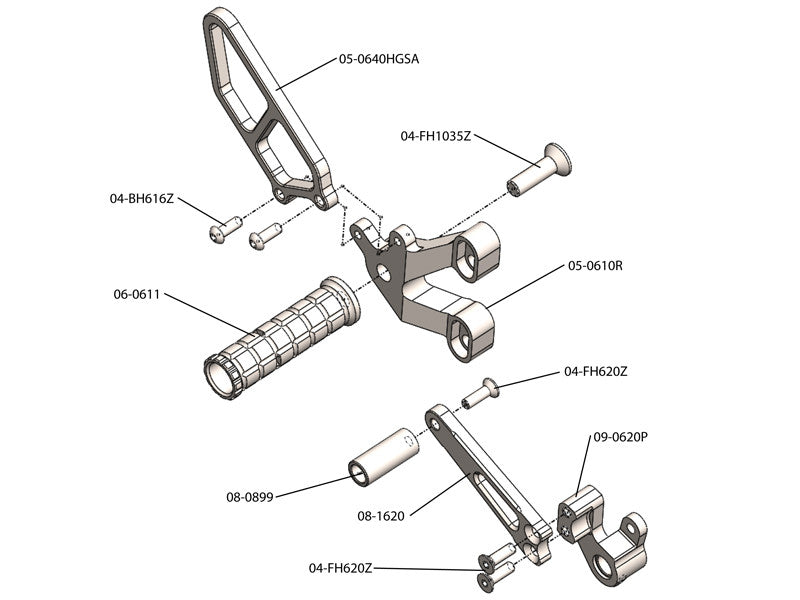 WOODCRAFT Ducati 748 / 916 / 996 / 998 Complete Rearset Kit