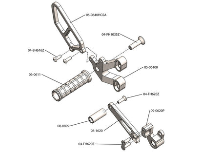WOODCRAFT Ducati 748 / 916 / 996 / 998 Complete Rearset Kit