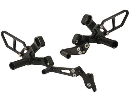 WOODCRAFT Ducati 848 /1098 / 1198 / 848 EVO Black Complete Rearset Kit with Pedals