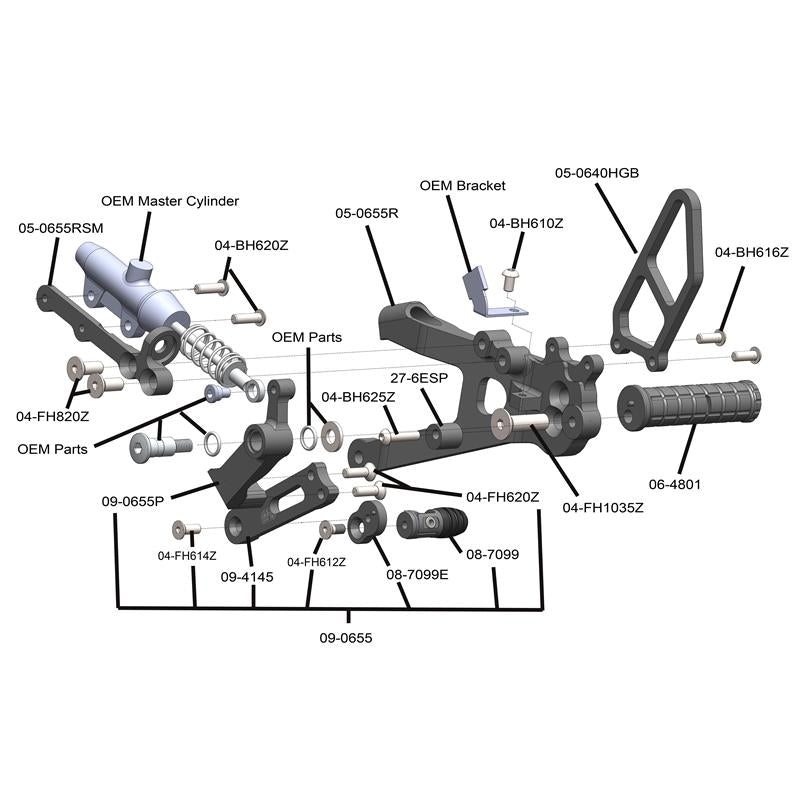 WOODCRAFT Ducati Panigale V4 (all) Complete Rearset Kit (18-20)