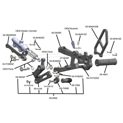 WOODCRAFT Ducati Panigale V4 (all) Complete Rearset Kit (18-20)