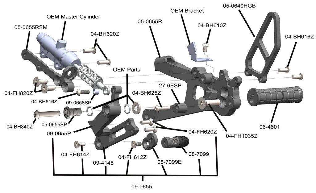 WOODCRAFT Ducati Streetfighter V4 Complete Rearset Kit