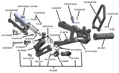 WOODCRAFT Ducati Streetfighter V4 Complete Rearset Kit
