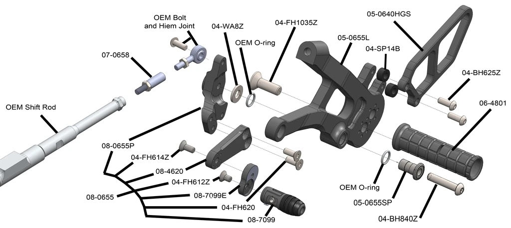 WOODCRAFT Ducati Streetfighter V4 Complete Rearset Kit