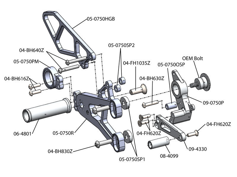 WOODCRAFT BMW S1000RR (10-14) Rearset Kit - Race Only