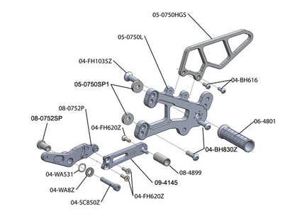 WOODCRAFT BMW S1000RR (10-14) Rearset Kit - Race Only