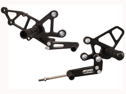 WOODCRAFT Kawasaki Ninja 250R (EX250) (08-12) Black Eccentric Complete Rearset w/shift and Brake Pedals