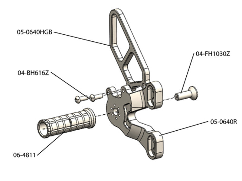 WOODCRAFT Ducati 1198SP (2011) 848 Evo (11-13) Complete Rearset Kit W/Pedals (Factory GP Quick Shifter)