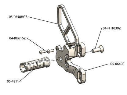WOODCRAFT Ducati 1198SP (2011) 848 Evo (11-13) Complete Rearset Kit W/Pedals (Factory GP Quick Shifter)