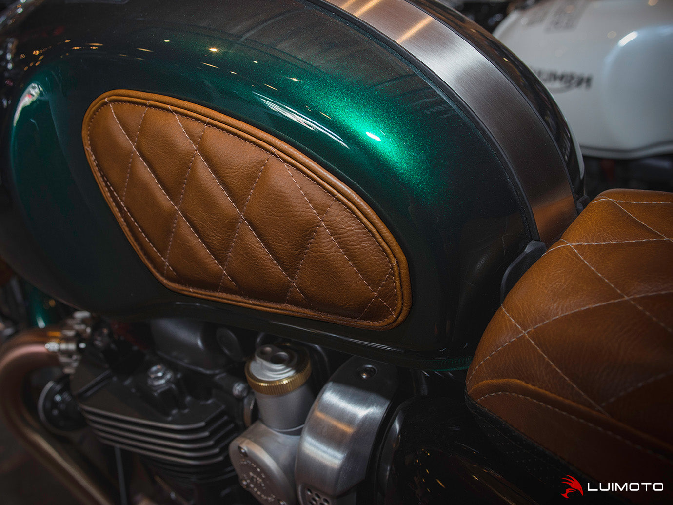 LUIMOTO TANK LEAF DIAMOND Tank Pads for the Triumph Bonneviille T120 /T100, Scrambler 1200, Thruxton 1200 /R (2016+), and Speed Twin (2019+)