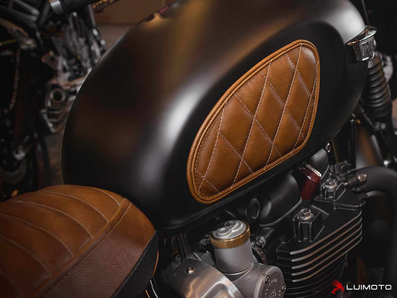 LUIMOTO TANK LEAF DIAMOND Tank Pads for the Triumph Bonneviille T120 /T100, Scrambler 1200, Thruxton 1200 /R (2016+), and Speed Twin (2019+)