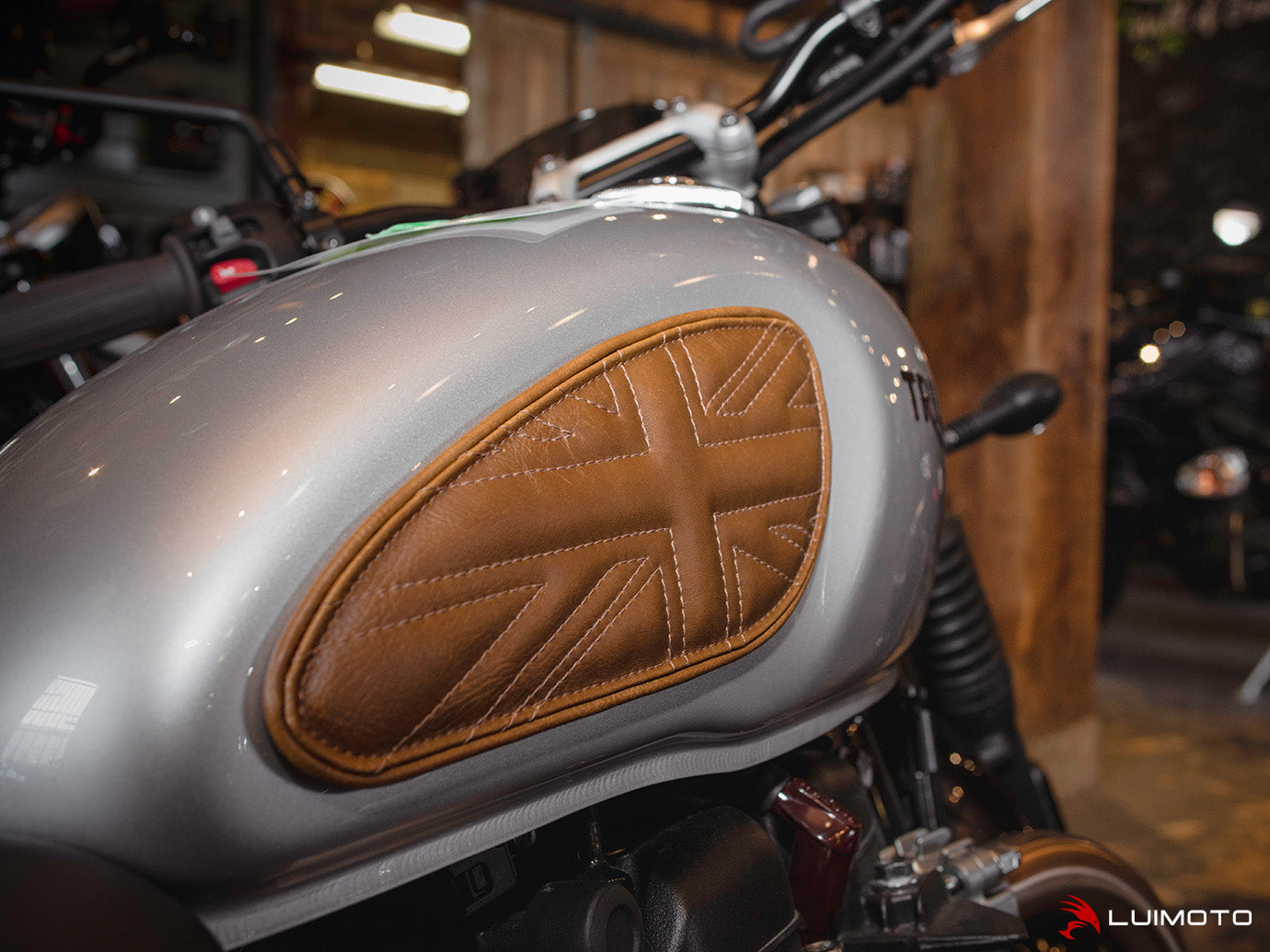 LUIMOTO TANK LEAF UNION JACK Tank Pads for the Triumph Street Cup, Street Scrambler, and Street Twin