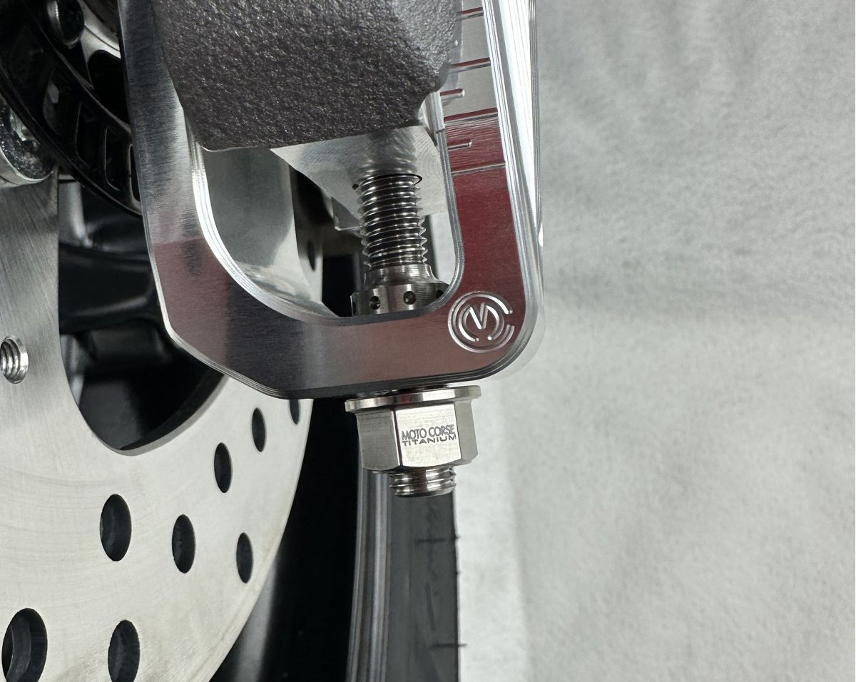 Motocorse Titanium Hardware Kit for thier Billet Chain Adjusters for Ducati Panigale / Streetfighter V4 (2025+)