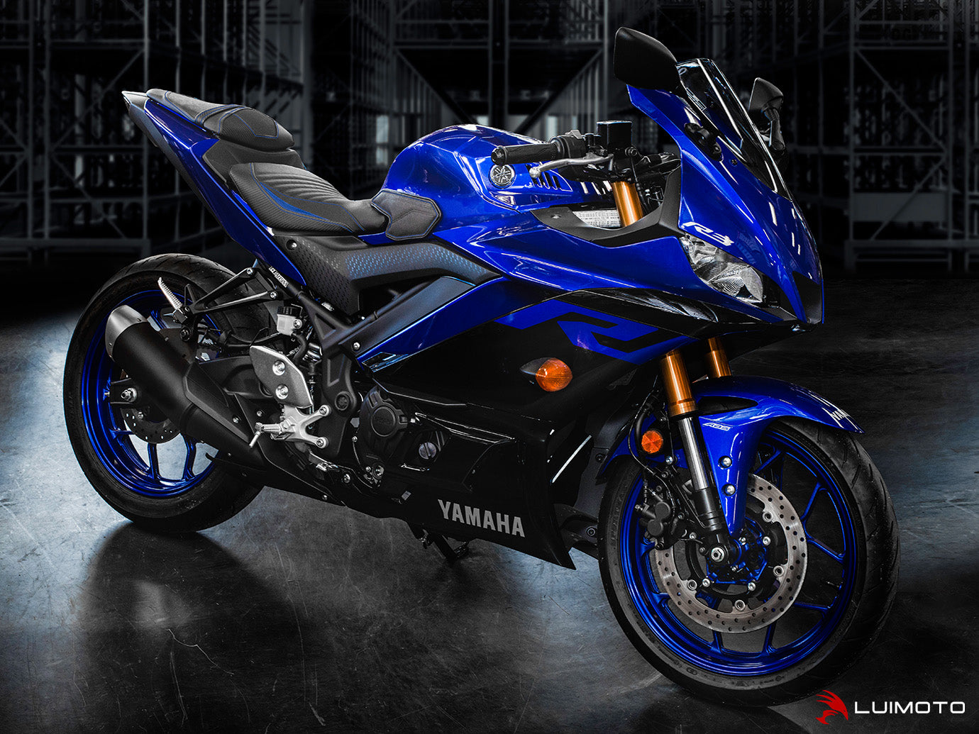 LUIMOTO RACE Rider Seat Covers for the YAMAHA YZF-R3 (2015+), YZF-R25 (2015+), and MT-03 (2020+)