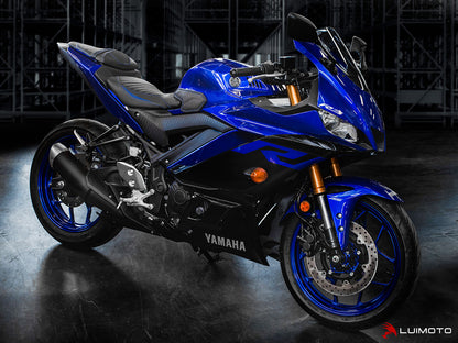 LUIMOTO RACE Rider Seat Covers for the YAMAHA YZF-R3 (2015+), YZF-R25 (2015+), and MT-03 (2020+)