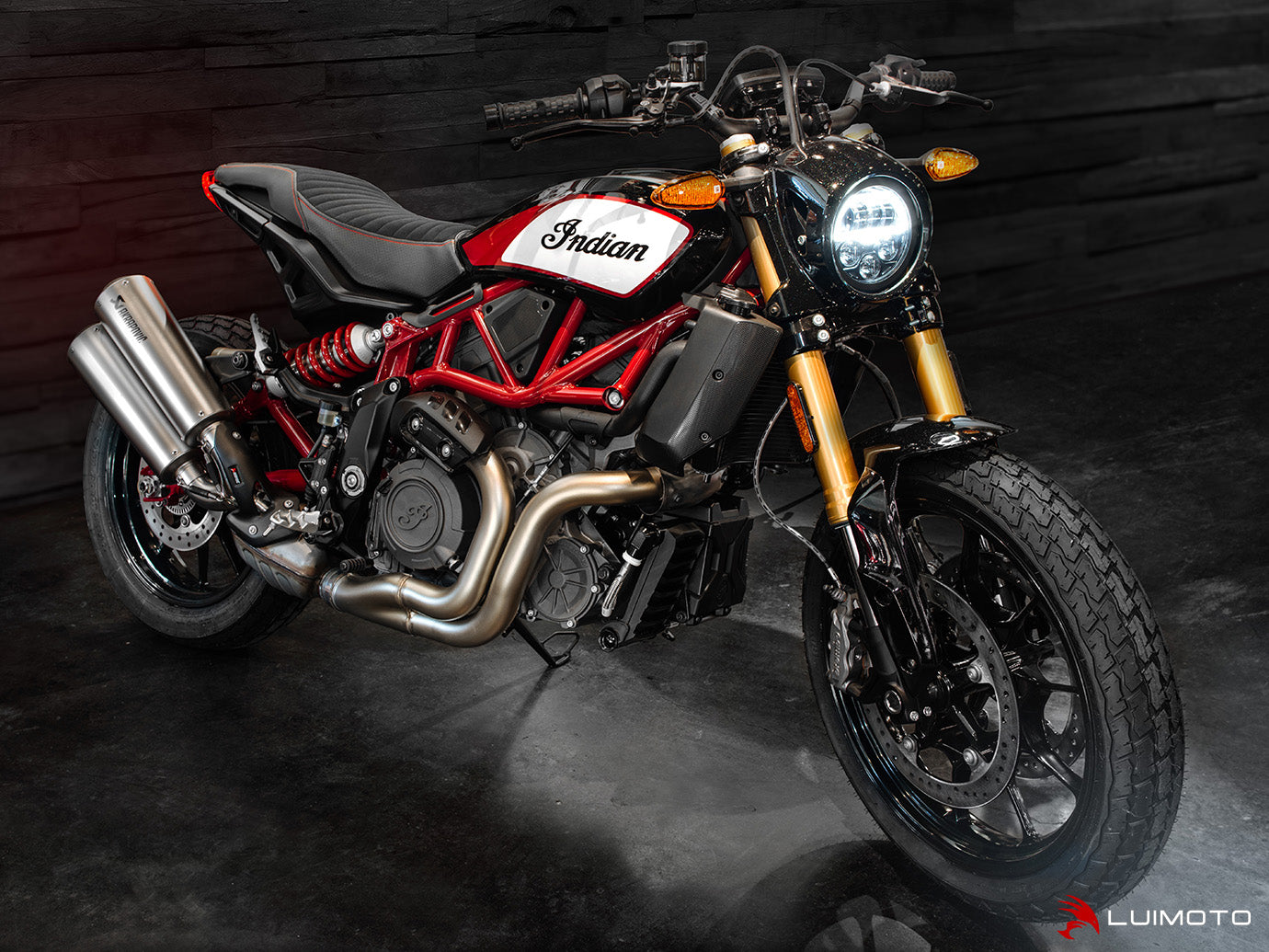 LUIMOTO (Classic) Seat Cover for the INDIAN FTR 1200 (2019+) OE Standard seat