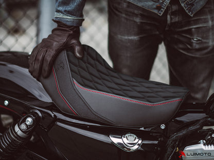 LUIMOTO (Hex-Diamond) Rider Seat Covers for the HARLEY DAVIDSON IRON 1200 (2018+)