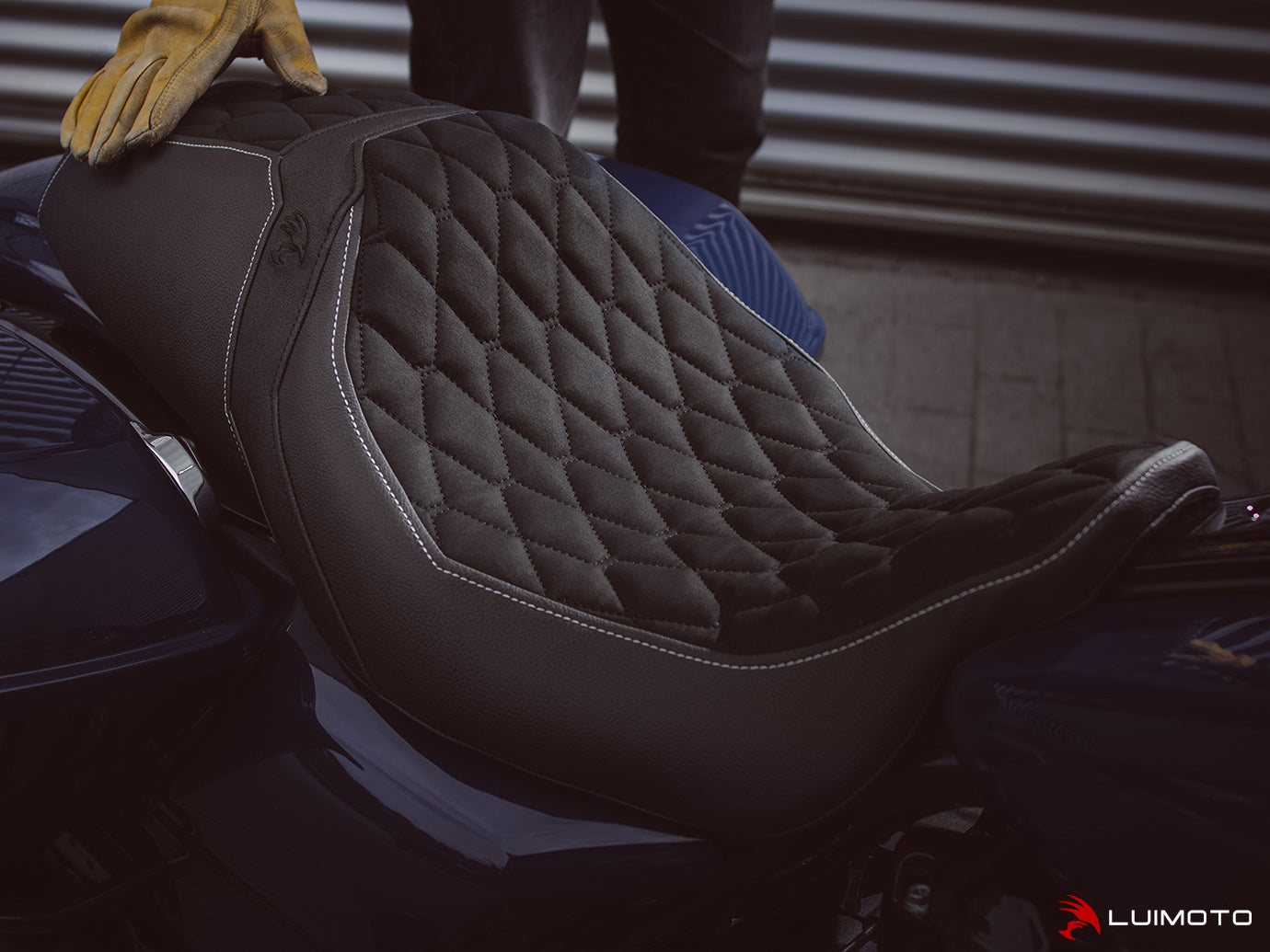 LUIMOTO (Hex-Diamond) Rider Seat Covers for the HARLEY DAVIDSON Road Glide / Street Glide (2011+)