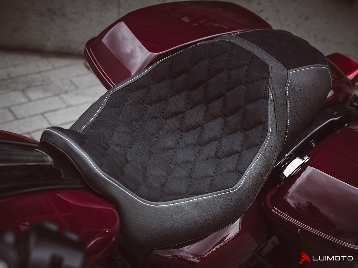 LUIMOTO (Hex-Diamond) Rider Seat Covers for the HARLEY DAVIDSON Road Glide / Street Glide (2011+)