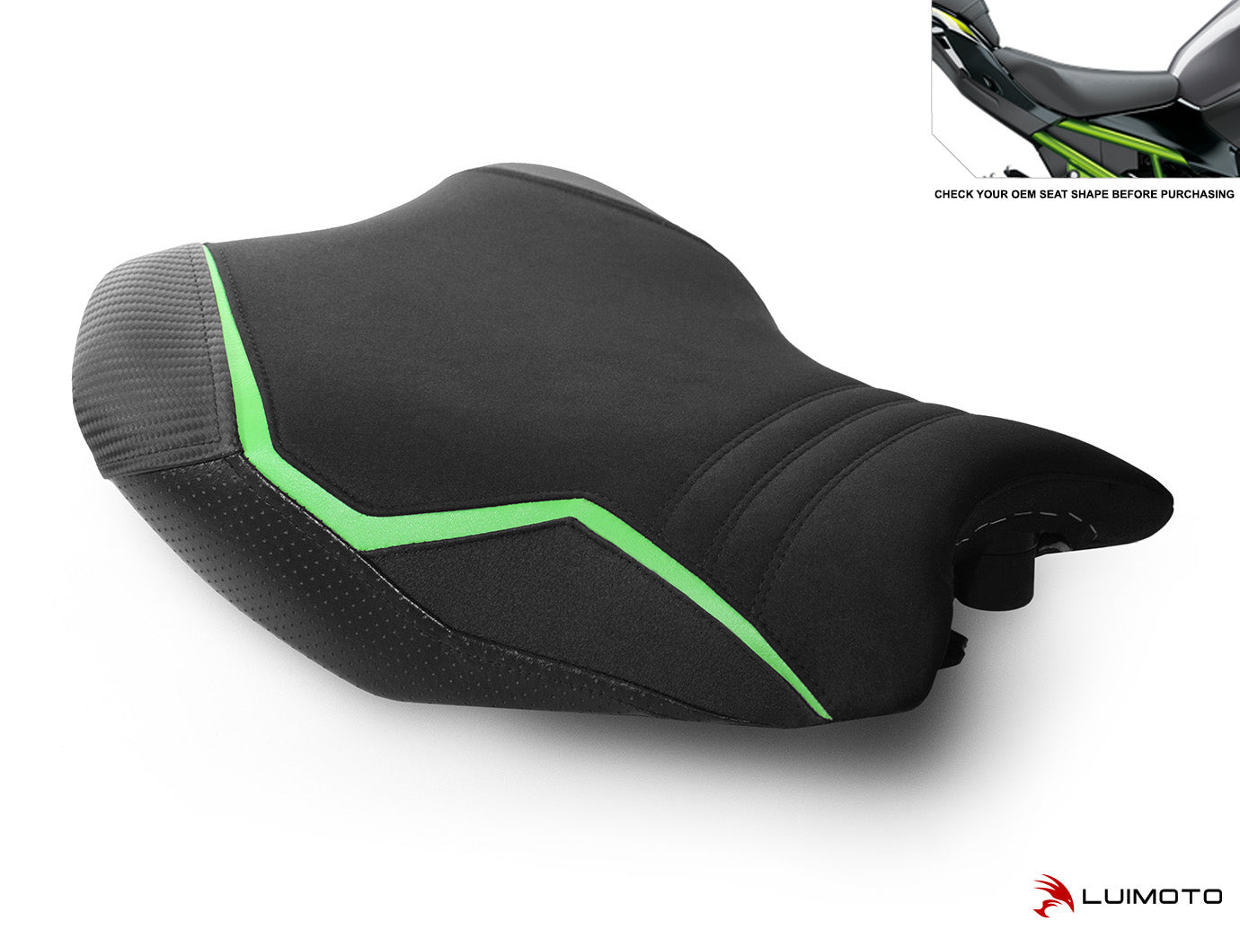 LUIMOTO (Sport) Rider Seat Covers for the Kawasaki Z900 (2020+) - OE seat for Canada / Europe and others AKA Ergo Fit Extended Reach Seat