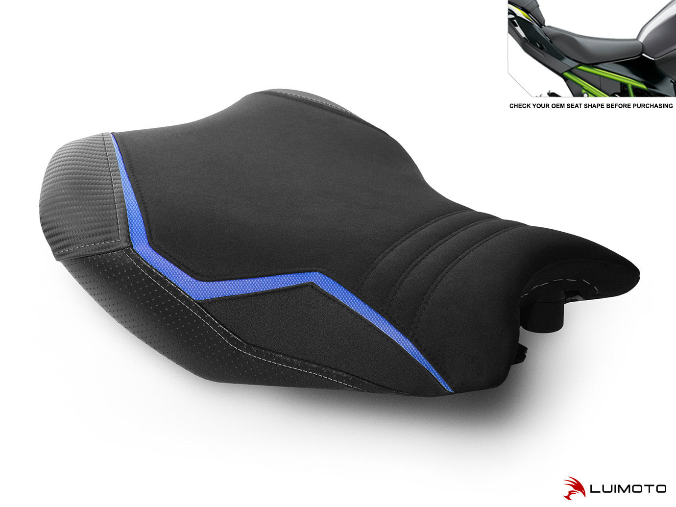 LUIMOTO (Sport) Rider Seat Covers for the Kawasaki Z900 (2020+) - OE seat for Canada / Europe and others AKA Ergo Fit Extended Reach Seat