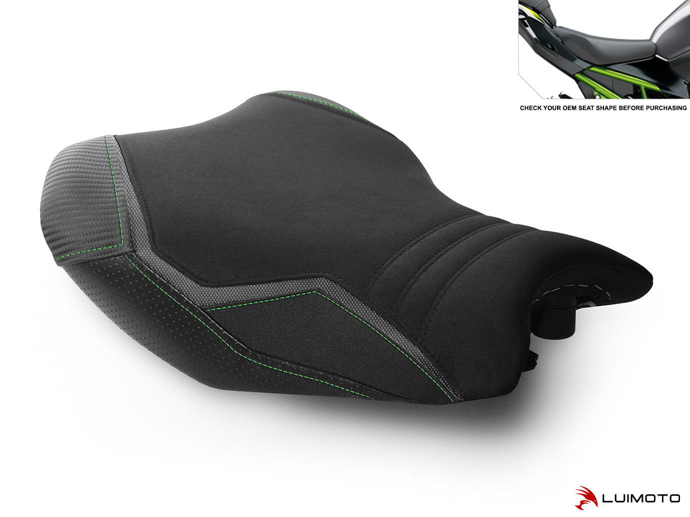 LUIMOTO (Sport) Rider Seat Covers for the Kawasaki Z900 (2020+) - OE seat for Canada / Europe and others AKA Ergo Fit Extended Reach Seat