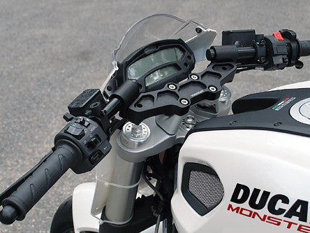 WOODCRAFT Ducati Monster 696/796/1100 Clipon Riser Adapter Plate w/Long Black Bars