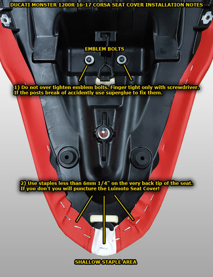 LUIMOTO Corsa Seat Covers for DUCATI MONSTER 1200R 2016+