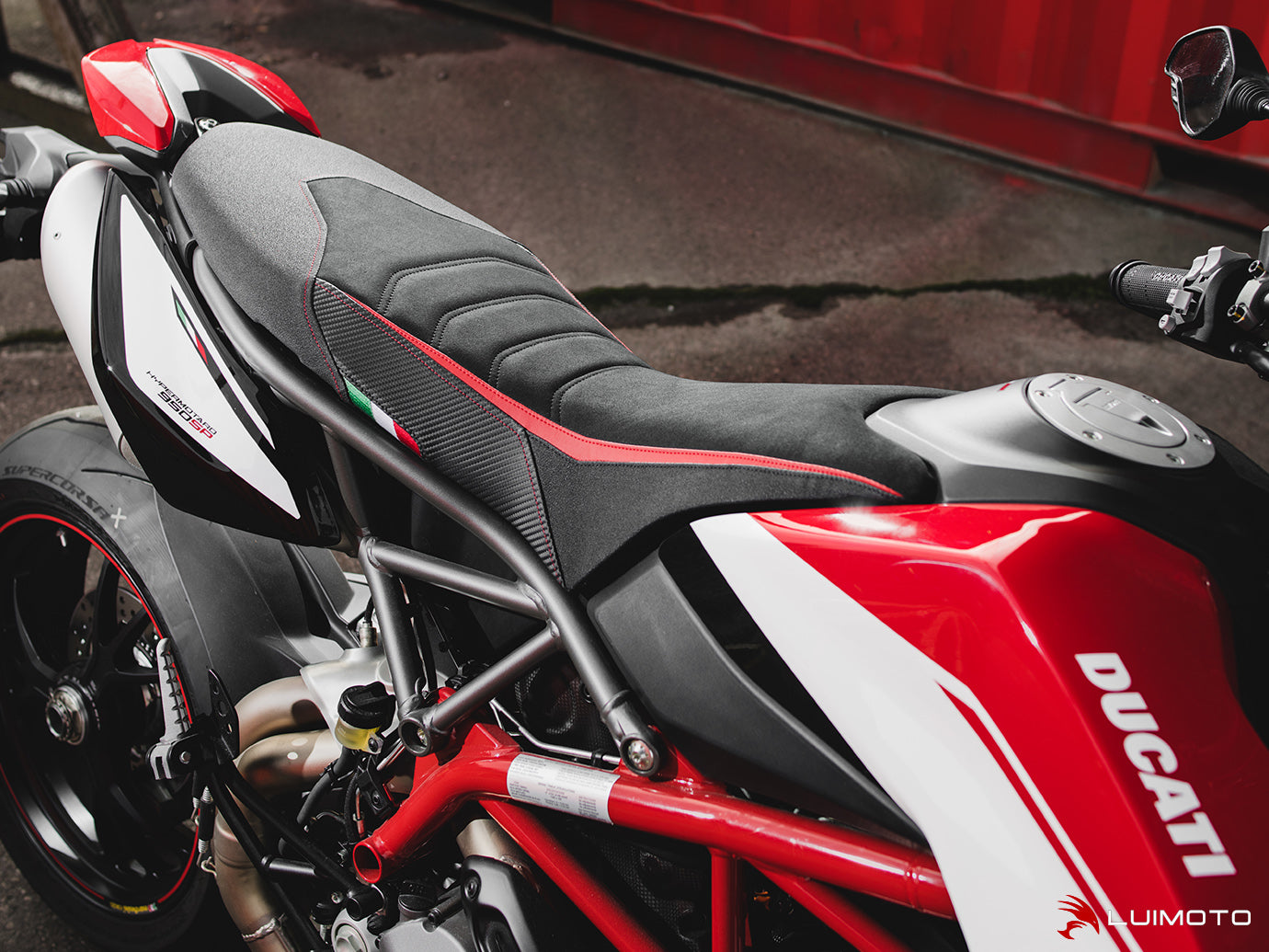 LUIMOTO Veloce Rider Seat Cover for the DUCATI HYPERMOTARD 950 SP / RVE (2019+) (Fits OE RACE SEAT)