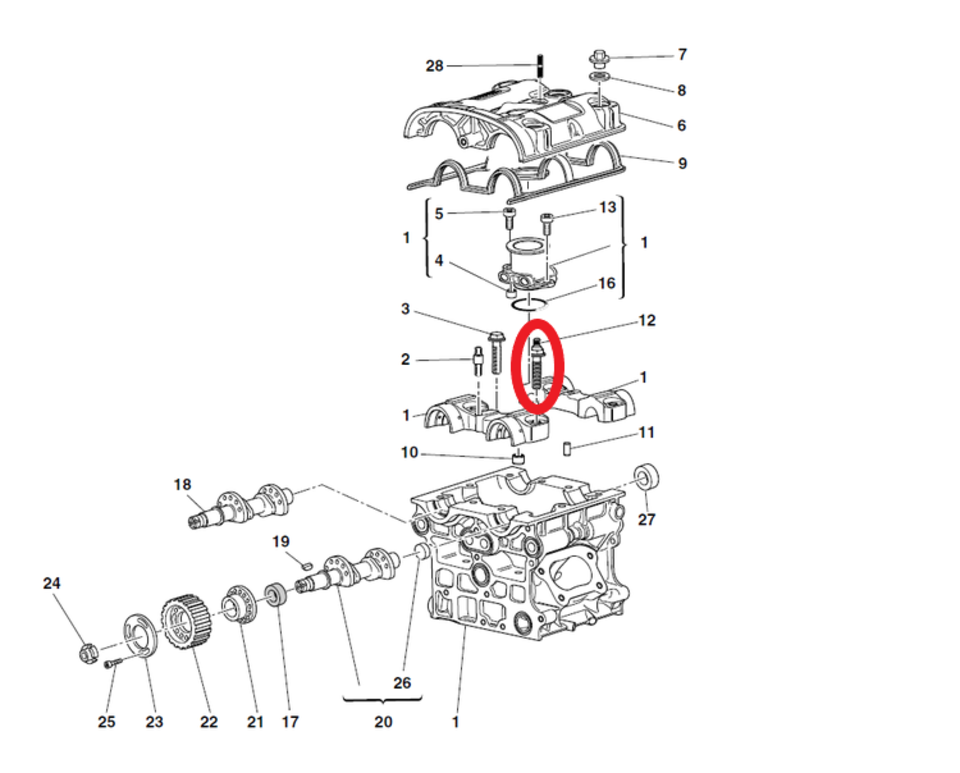 KBike Titanium Cam Shaft Holding Screw for Ducati - M8 x 33mm