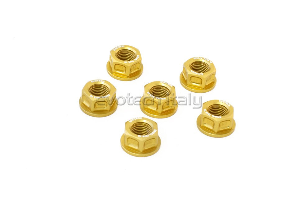 Evotech Srl Billet Aluminum Flange Nuts or Sprocket Nuts for Ducati's (set of 6) M10x1.0