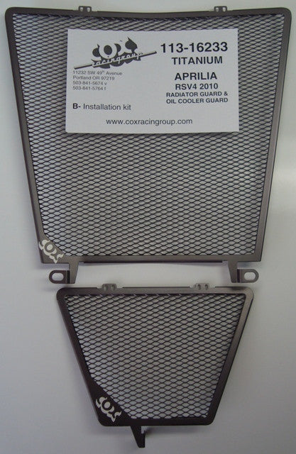 Cox Racing PRO TITANIUM Radiator Guards for the Aprilia RSV4 and Tuono V4 (2010+)