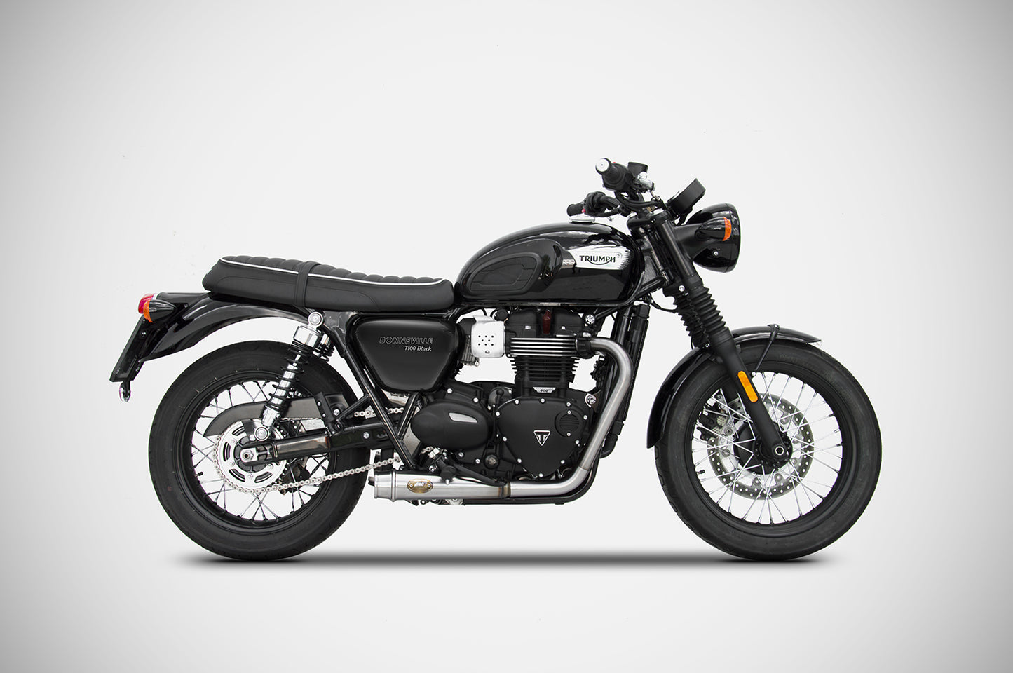 ZARD 2-2 'SLIM' Slip-on System for the Bonneville T-100 (2017+) For OE Cat