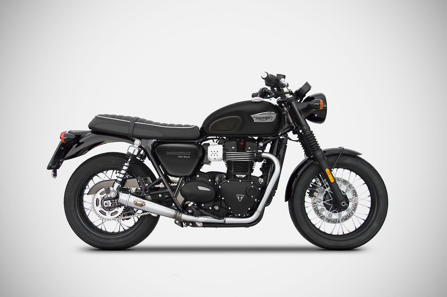 ZARD 2-2 'SLIM' Slip-on System for the Bonneville T-100 (2017+) For OE Cat