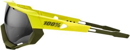 100% Speedtrap Sunglasses - Soft Tact Banana - Black Mirror Lens 61023-004-61