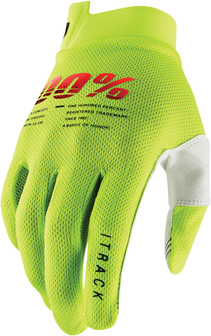 100% iTrack Gloves - Fluo Yellow - Small 10008-00010