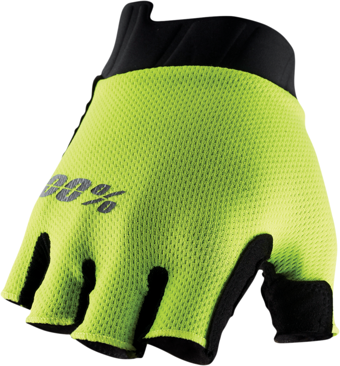 100% Exceeda Gel Short Finger Gloves - Fluorescent Yellow - Small 10024-00005