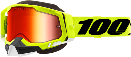 100% Racecraft 2 Snow Goggle - Fluo Yellow - Dual Pane - Red Mirror Lens 50012-00004