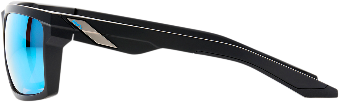 100% Daze Sunglasses - Matte Black - HiPER Blue Multilayer Mirror Lens 61030-019-75