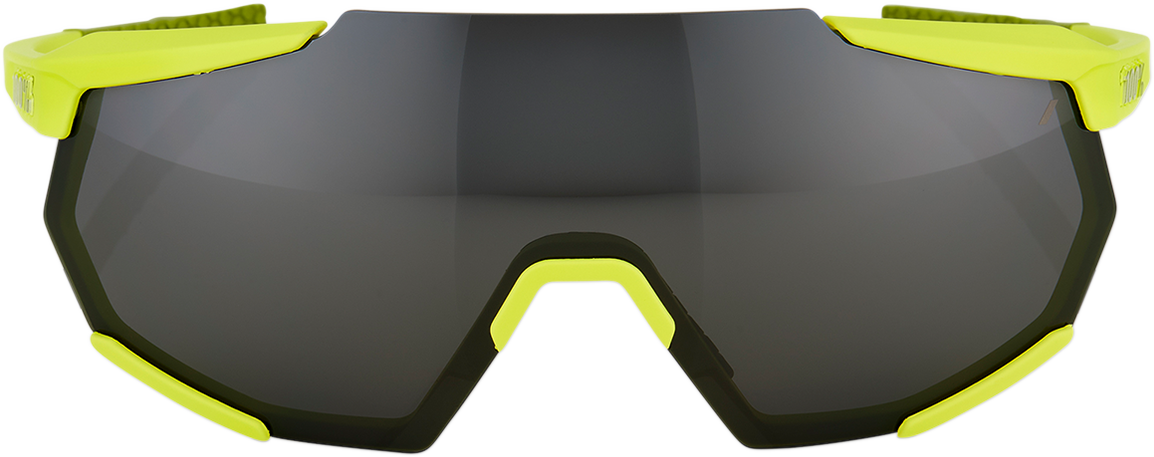 100% Racetrap Sunglasses - Soft Tact Banana - Black Mirror Lens 61037-004-61