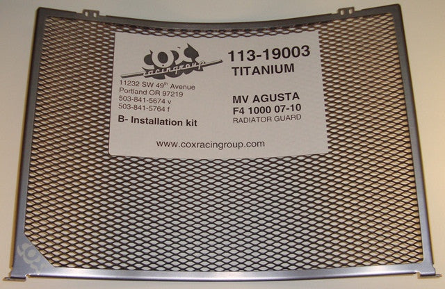 Cox Racing Radiator Guards for the MV Agusta F4 750 (02-04) and F4 1000 (07-09)