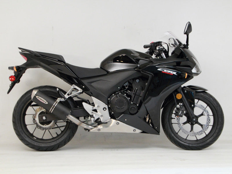 Hindle Exhaust for Honda CBR500R/F/X (13+) with Evolution Carbon Fiber Muffler w/ Carbon Tip