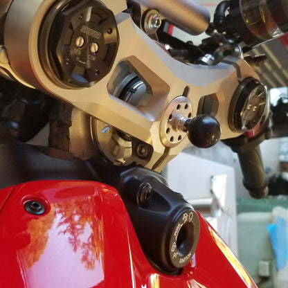 COX Racing RAM Mount Steering Head Nut for all Ducati Panigale V2 (twin cylinder models), and MV Agusta F4 (2010+), Brutale / Rush 1000, and Brutale 675/800, and Dragster (32mm)