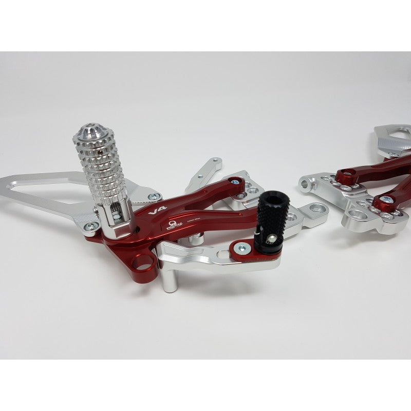 CNC Racing PRAMAC RACING LIMITED EDITION RPS Adjustable Rearset for the Ducati Panigale V4 / S / Speciale / R - Aluminum Heel Guards