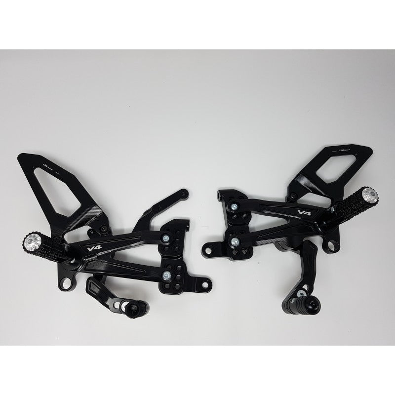 CNC Racing RPS Adjustable Rearset for the Ducati Panigale V4 / S / Speciale / R - Aluminum Heel Guards