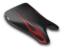 LUIMOTO (Flame Edition) Rider Seat Covers for the YAMAHA YZF-R6 (03-05) and YZF-R6S (06-09)