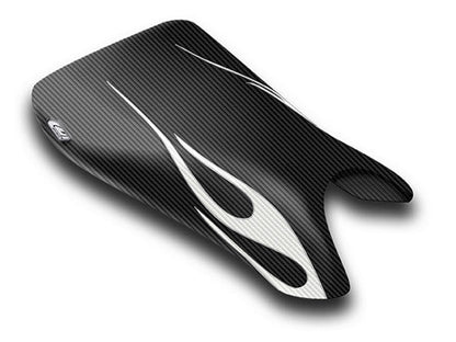 LUIMOTO (Flame Edition) Rider Seat Covers for the YAMAHA YZF-R6 (03-05) and YZF-R6S (06-09)