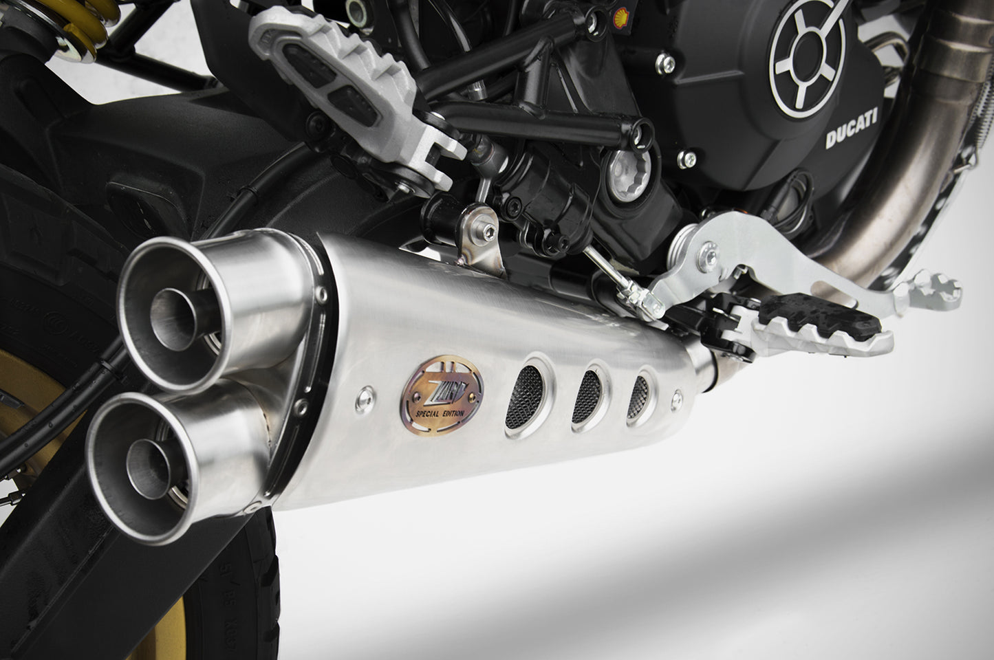 ZARD Low Mounted Special Edition Slip-on Exhaust for Ducati Scrambler Desert Sled